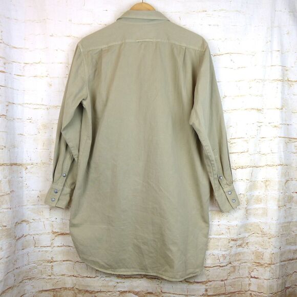 VTG Code Bleu Shirt Women L Beige Relaxed Button Shacket Hong Kong Lagenlook - Picture 2 of 13